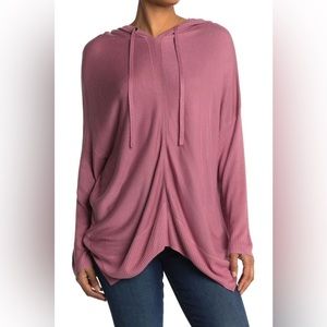 NWD Stitchdrop Clove Pullover Tunic Hoodie in Rhubarb Pink size S.